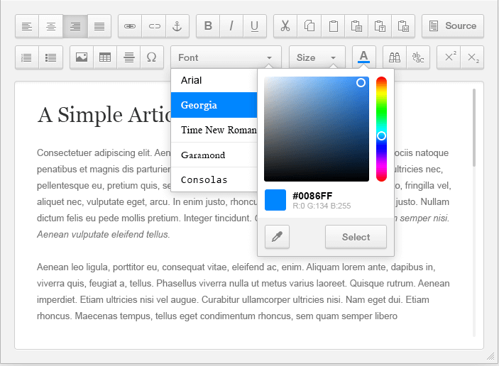 Graphical What You See Is What You Get Editor Interface